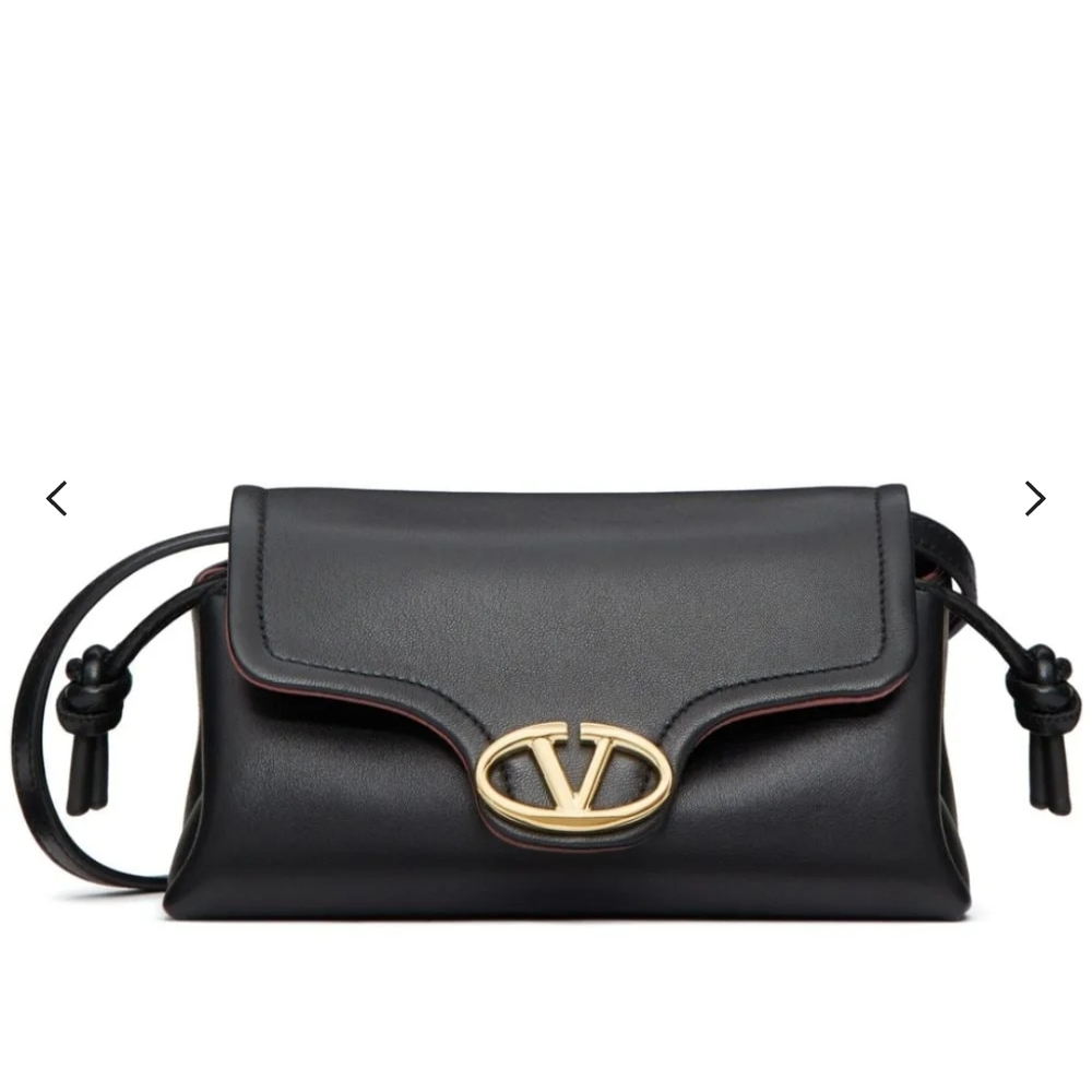 Valentino Black and Gold Bag with Signature V Clasp